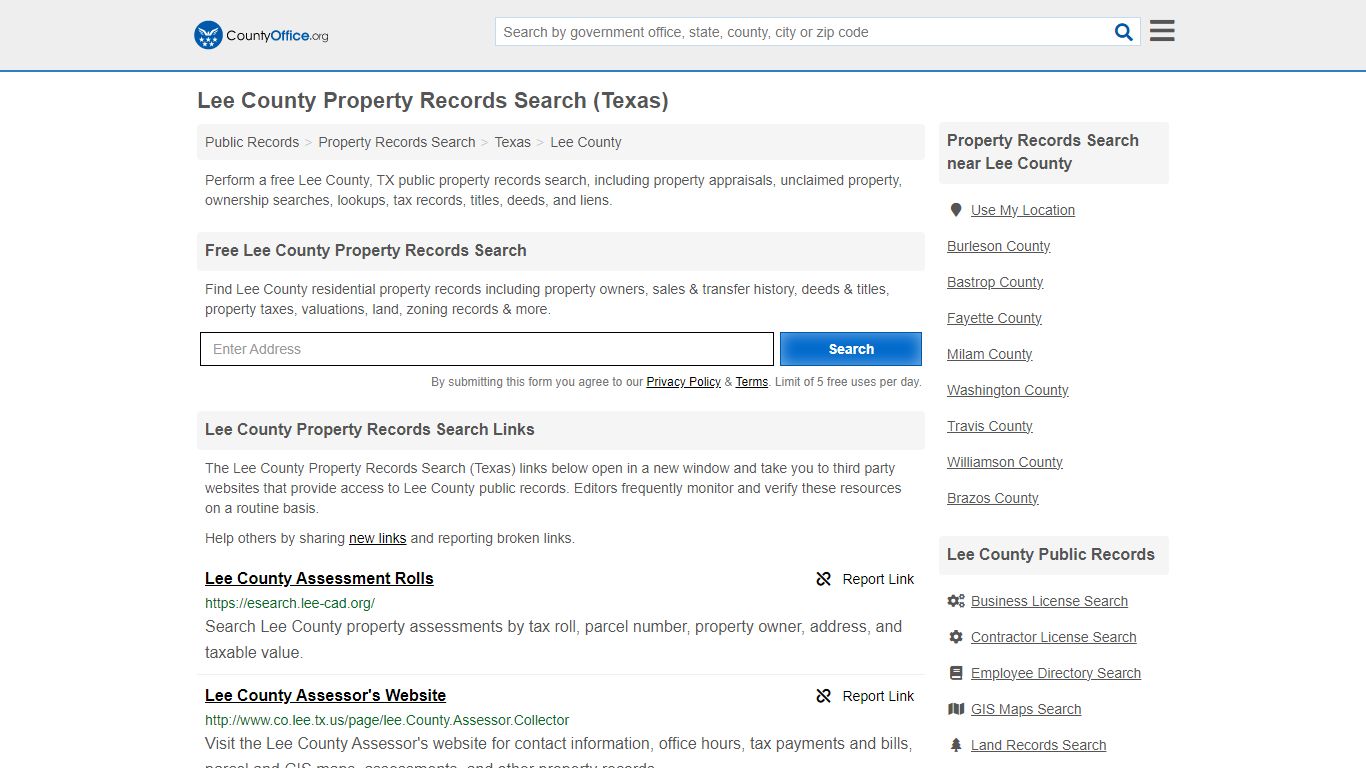 Lee County Property Records Search (Texas) - County Office