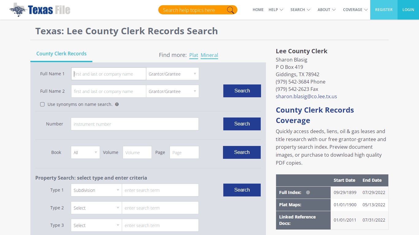 Lee County Clerk Records Search | TexasFile